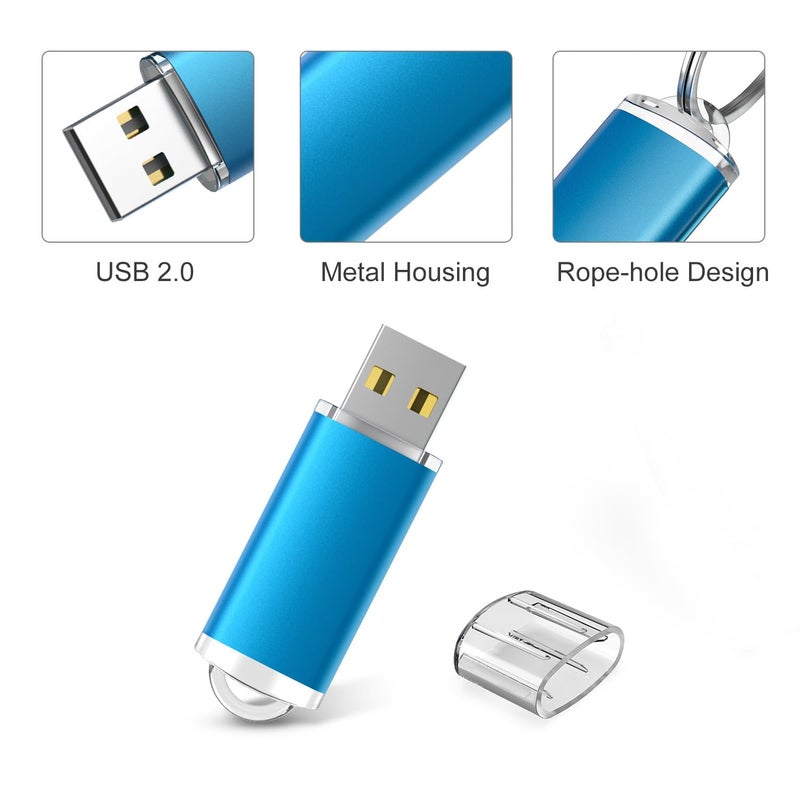 RAOYI 10 Pack 32GB USB Flash Drives USB 2.0 Memory Stick Bulk Thumb Drives Thumb Drive Jump Drive (5 Mixed Colors: Black Blue Green Orange Silver) - Image 2